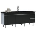 Ver imagem 1 de Gabinete para Cozinha 1,94 M em Mdf com 6 Pés Resistente:preto