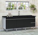 Ver imagem 2 de Gabinete para Cozinha 1,94 M em Mdf com 6 Pés Resistente:preto