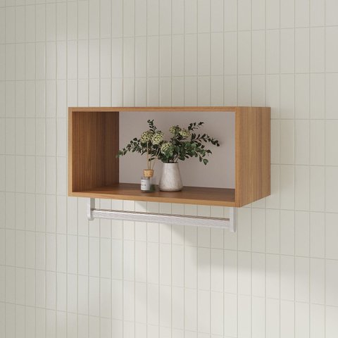 Armário Aéreo Fit 60cm com Cabideiro sem Porta Yescasa Marrom/Larnaca