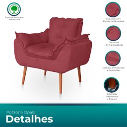 Kit 02 Poltronas Opala para Sala Confortável Resistente Rose - 5