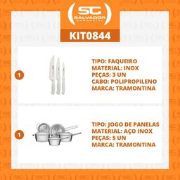 Kit - Faqueiro Premium 3 Pecas + 1 Jogo de Panelas Inox Allegra 5 Pecas - Tramontina - 2