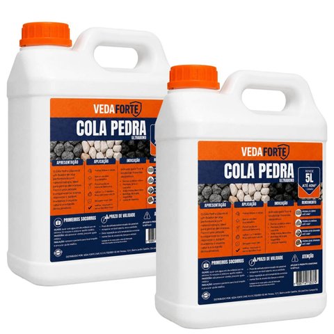 Kit 2 Cola Pedra Veda Forte Incolor 5 Litros para Jardim e Calçamento