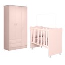 Ver imagem 1 de Berço Simples com Colchão Probel e Roupeiro 2617 para Quarto de Bebê Infantil Doce Sonho Rosa Qmovi