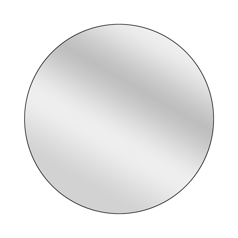 Espelho Redondo 80cm Moldura em Couro Preto