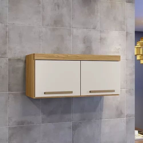 Armário Aéreo Multiuso de Parede com 2 Portas para Cozinha:cinamomo/off White