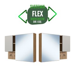 Armário Espelheira para Banheiro com 2 Portas e Nichos - 7