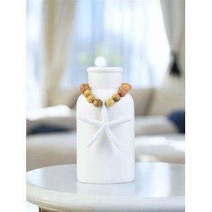 Vaso Decorativo Garrafa Branca com Colar de Estrela