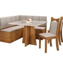 Ver imagem 2 de Conjunto Canto Alemão com Baú Trento Mesa Quadrada com Vidro 90x90 e 2 Cadeira Dallas em MDP/MDF Yescasa Bege/Mel/Marfim/Off White