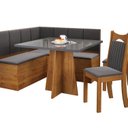 Ver imagem 2 de Conjunto Canto Alemão com Baú Trento Mesa Quadrada com Vidro 90x90 e 2 Cadeira Dallas em Mdp/mdf