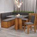 Ver imagem 1 de Conjunto Canto Alemão com Baú Trento Mesa Quadrada com Vidro 90x90 e 2 Cadeira Dallas em Mdp/mdf