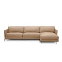 Ver imagem 5 de Sofá Decorativo Karine 5 Lugares Sala de Estar 300cm com Chaise Pés em Aço Couro Nude G88 - Gran Bel