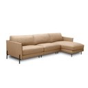 Ver imagem 2 de Sofá Decorativo Karine 5 Lugares Sala de Estar 300cm com Chaise Pés em Aço Couro Nude G88 - Gran Bel