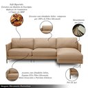 Ver imagem 3 de Sofá Decorativo Karine 5 Lugares Sala de Estar 300cm com Chaise Pés em Aço Couro Nude G88 - Gran Bel