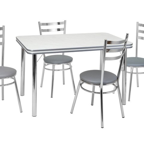 Conjunto Sala de Jantar com 4 Cadeiras Samanta Cromado/Cinza