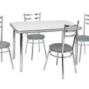 Ver imagem 1 de Conjunto Sala de Jantar com 4 Cadeiras Samanta Cromado/Cinza