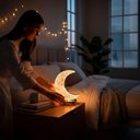Ver imagem 4 de Luminária Formato Lua Decoração Led Quarto Iluminação - Atmosfera Romântica e Aconchegante