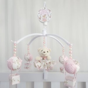 MOBILE PARA BERÇO MUSICAL GIRATÓRIO PRINCESA BALÃO ROSA