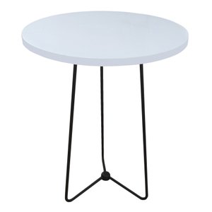 Mesinha de centro Sala Redonda Prime de Madeira Branca/pta BF Decor Mesinha Centro/Canto Prime