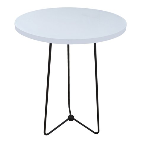 Mesinha de centro Sala Redonda Prime de Madeira Branca/pta BF Decor Mesinha Centro/Canto Prime