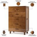Ver imagem 6 de Cômoda para Quarto 5 Gavetas Madeira Maciça Jope M06 Imbuia Brilho - Lyam Decor