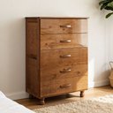 Ver imagem 1 de Cômoda para Quarto 5 Gavetas Madeira Maciça Jope M06 Imbuia Brilho - Lyam Decor