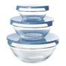 Conjunto 6 Potes Tigela Vidro Tampa Azul Class Home - 2