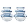 Conjunto 6 Potes Tigela Vidro Tampa Azul Class Home - 1