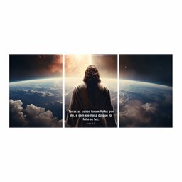 Kit 3 Quadro Decorativo Cristã Jesus Evangélico Gospel 40x28cm - 2