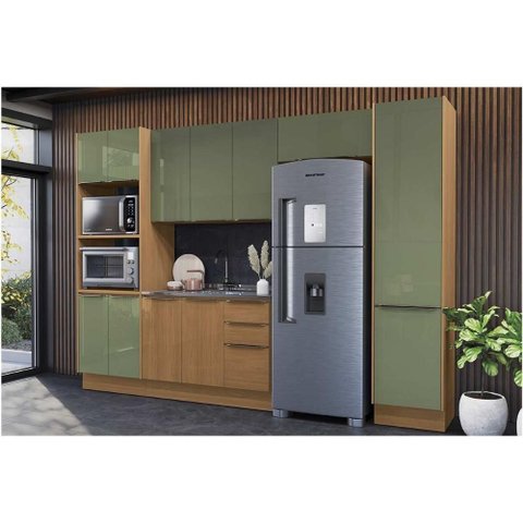 Cozinha Modulada Kappesberg 5 Peças Vibra C5p159 Canela/verde Pistache Lacca