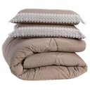 Ver imagem 5 de Kit Edredom Liso Queen 03pçs Percal 200 Fios Caqui