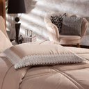 Ver imagem 3 de Kit Edredom Liso Queen 03pçs Percal 200 Fios Caqui