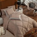 Ver imagem 2 de Kit Edredom Liso Queen 03pçs Percal 200 Fios Caqui