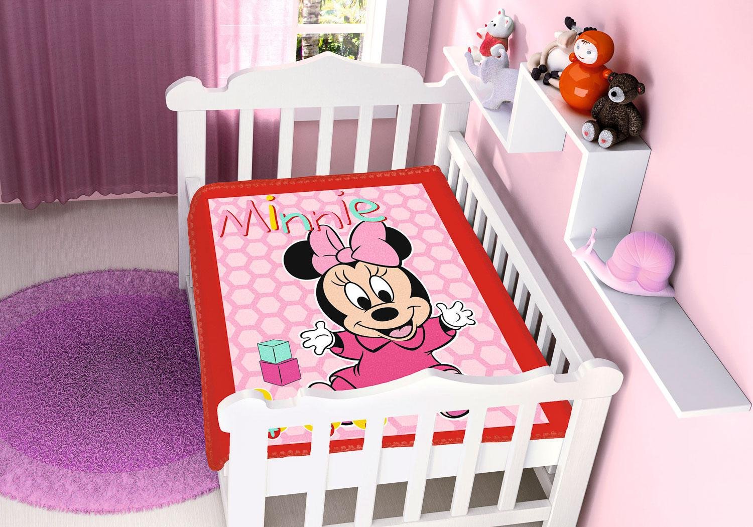 Cobertor Bebê Disney Minnie Patinhos Vermelho 90x110cm - 1