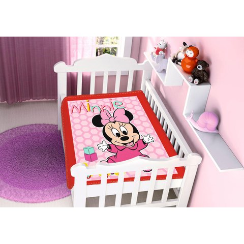 Cobertor Bebê Disney Minnie Patinhos Vermelho 90x110cm