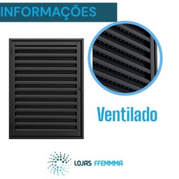 Porta Alçapão Ventilado Preto de Aço Lage Portinhola 80x60cm - 3