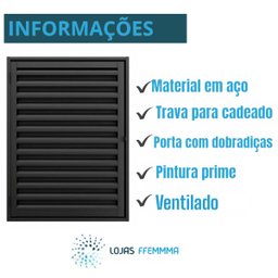 Porta Alçapão Ventilado Preto de Aço Lage Portinhola 80x60cm - 4