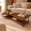 Ver imagem 1 de Mesa de Centro Caribe 170cm em Madeira Laminada Castanho com Metal Black
