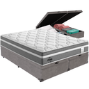 Ver imagem 1 de Cama Box Baú Cinza e Colchão Berlim Molas Ensacadas Queen Probel