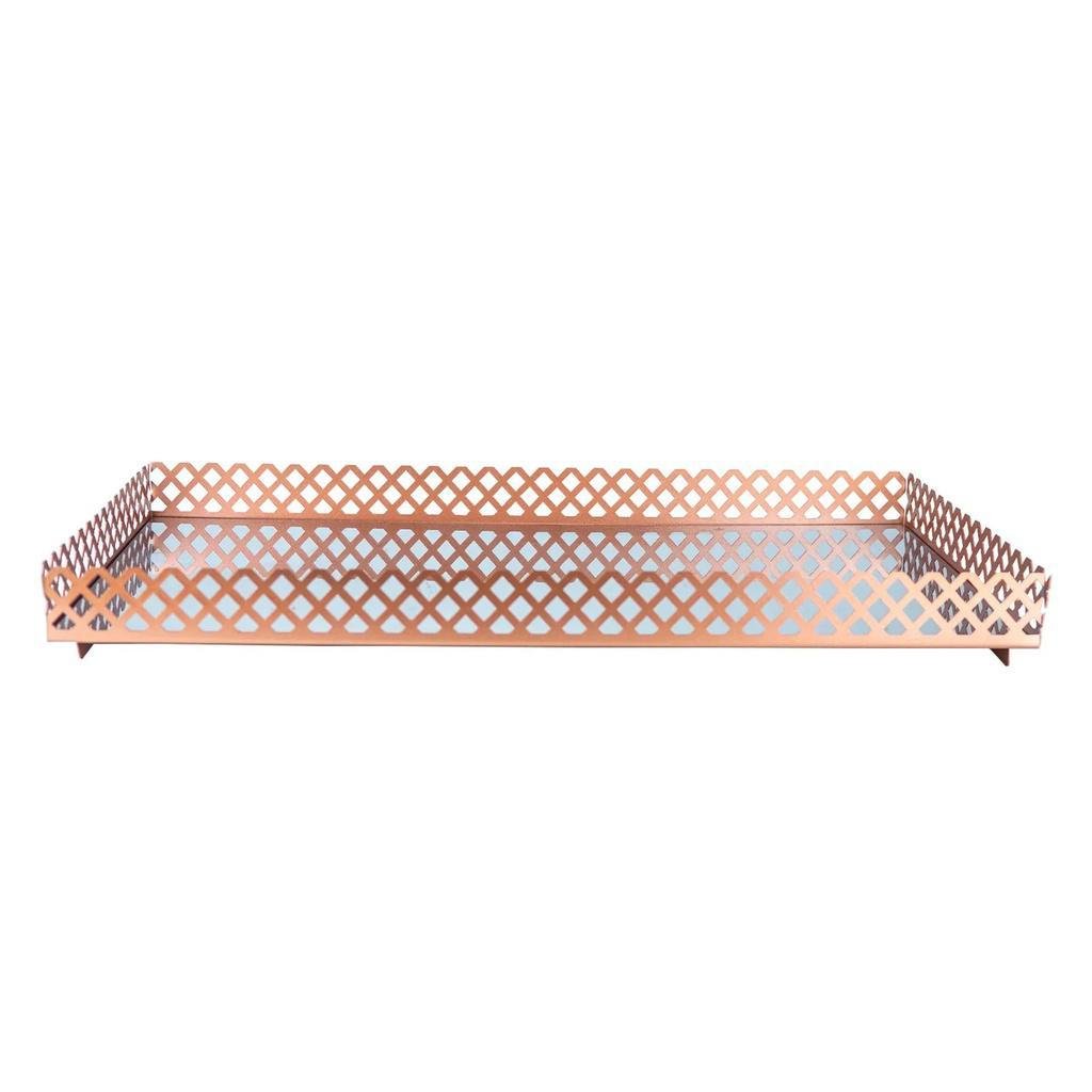 Bandeja Grande Decorativa Servir Fundo Espelhado Dourado - 5