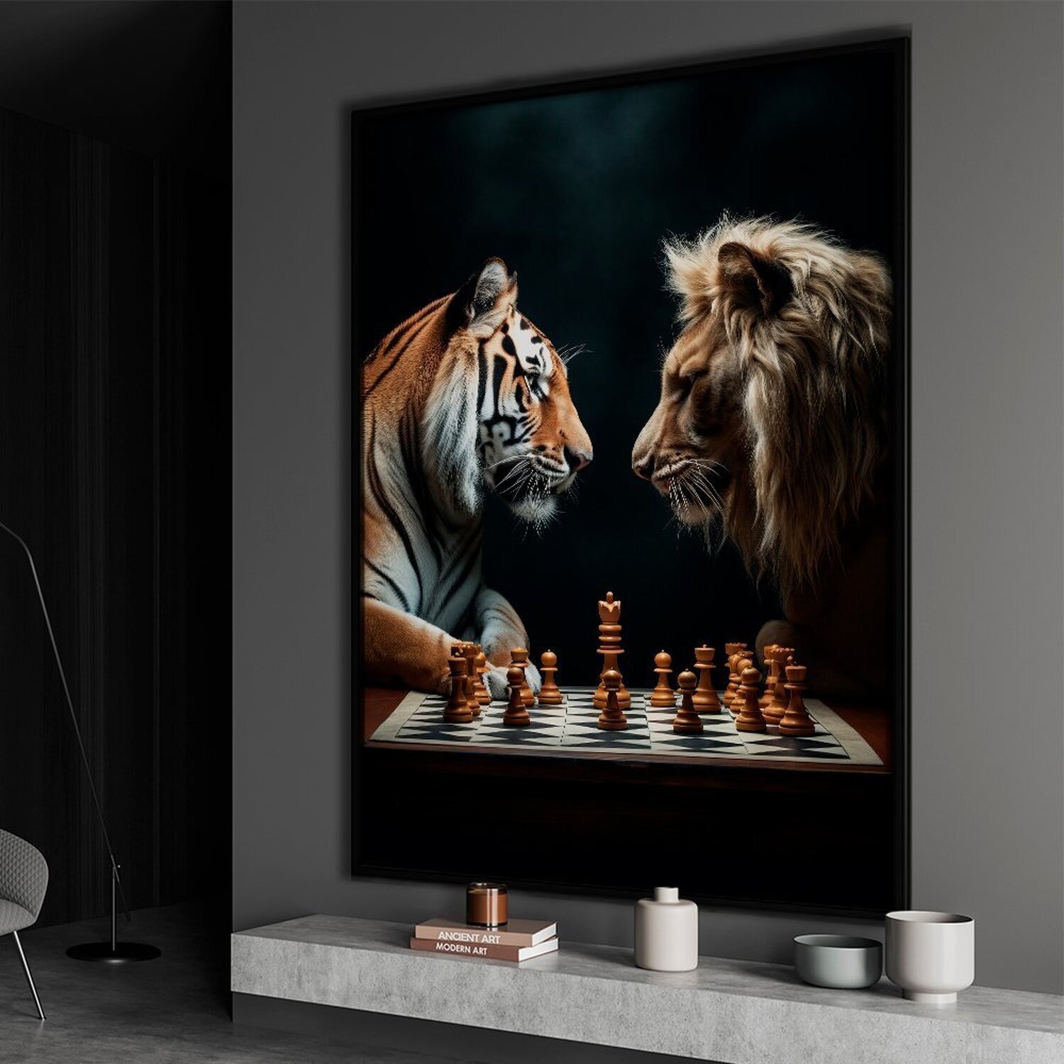 Quadro Decorativo Tela Leão e Tigre Diversos Tamanhos - 1