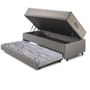 Ver imagem 4 de Bicama Box Baú 88x188 Courino Linho Cinza com Colchão Airtech Ortobom