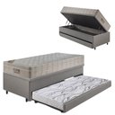 Ver imagem 1 de Bicama Box Baú 88x188 Courino Linho Cinza com Colchão Airtech Ortobom