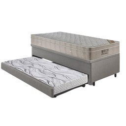 Bicama Box Baú 88x188 Courino Linho Cinza com Colchão Airtech Ortobom - 9