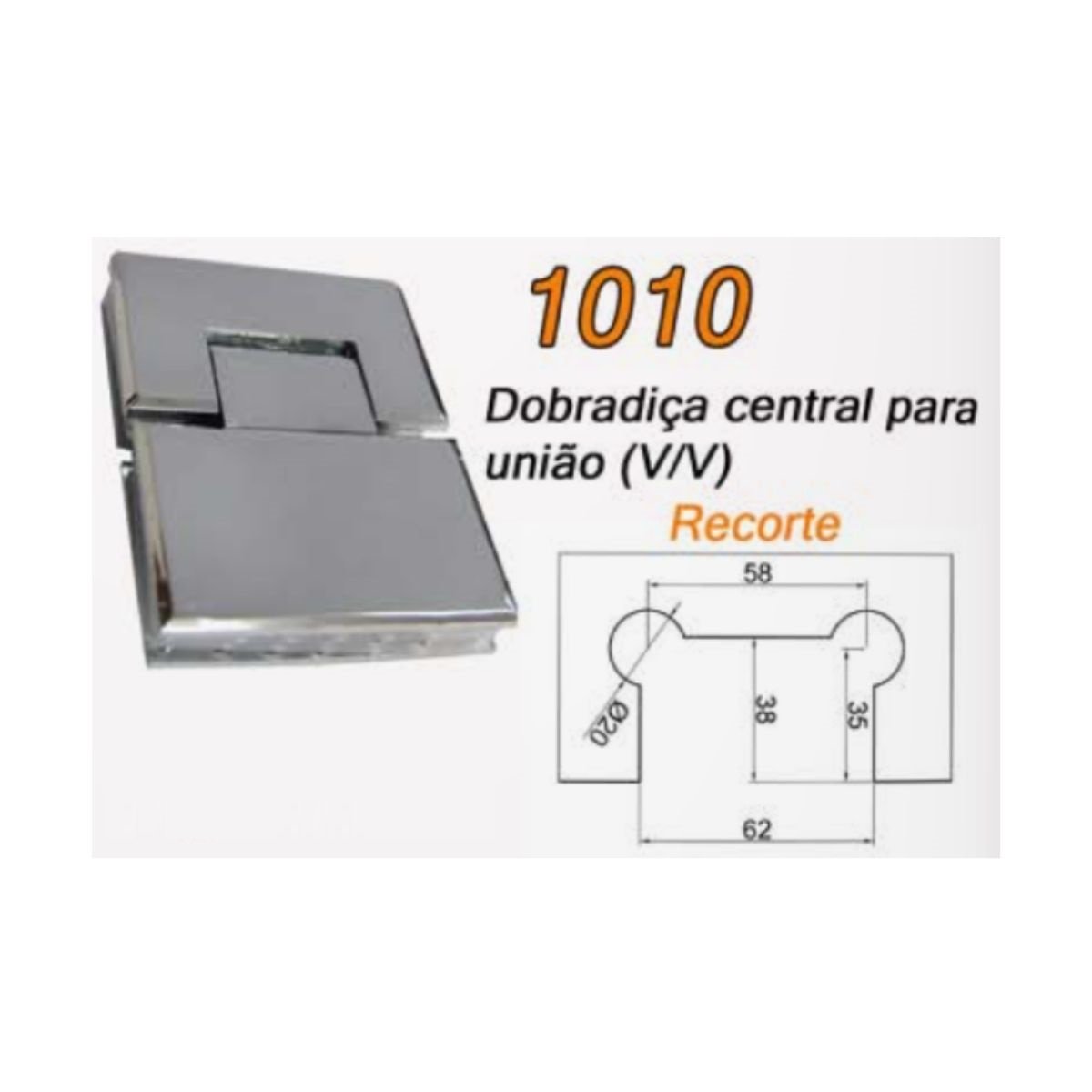 1010 - Dobradiça Central União Vidro Vidro Porta Box - 3
