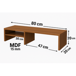 Suporte de Monitor em Mdf Freijó 80cm com Prateleira Lateral Design Amadeirado e Funcional - 2