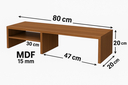 Ver imagem 2 de Suporte de Monitor em Mdf Freijó 80cm com Prateleira Lateral Design Amadeirado e Funcional