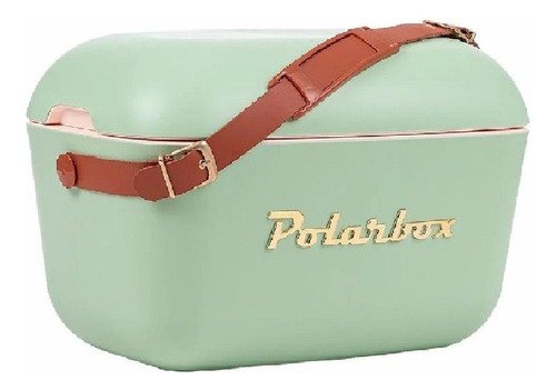 Bolsa Térmica Cooler Retrô com Alça em Couro 20 Litros Verde - 1