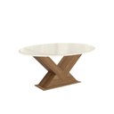 Ver imagem 1 de Mesa para Cozinha Amora com Tampo Madeirado com Vidro 105x180cm Nogueira Off White Vidro Off White