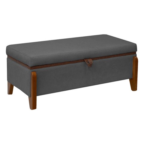 Banqueta Decorativa Puff Baú Organizado Bali 90 Cm Bouclé:cinza Grafite