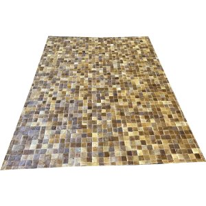 Tapete de couro castanho 1,70x2,20 sem borda peça 5x5cm